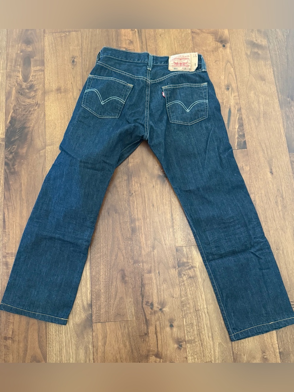Levi's 501 Original Fit Jeans Clean Rigid Blue Indigo Petite Crop - Picture 9 of 13